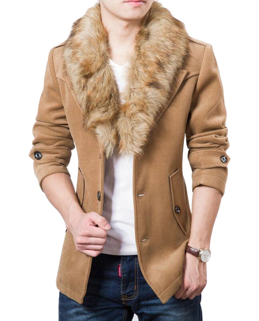 Front cover of the book 'NQ Mens Detachable Faux Fur Collar Wool Blend Trench Pea Coat Outwear Khaki L' by Ajay Singh and Monisha Naik-Singh.