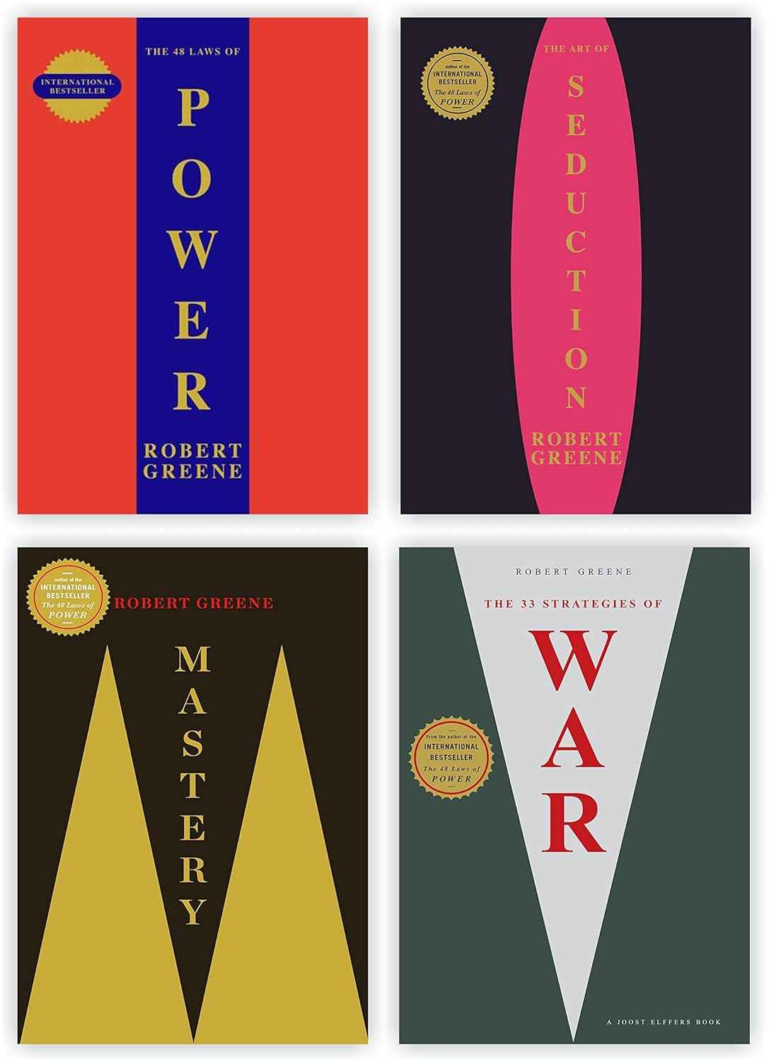 The 48 Laws of Power,The Art of Seduction, Mastery, The 33 Strategies of War by Robert Greene Collection 4 Books Set