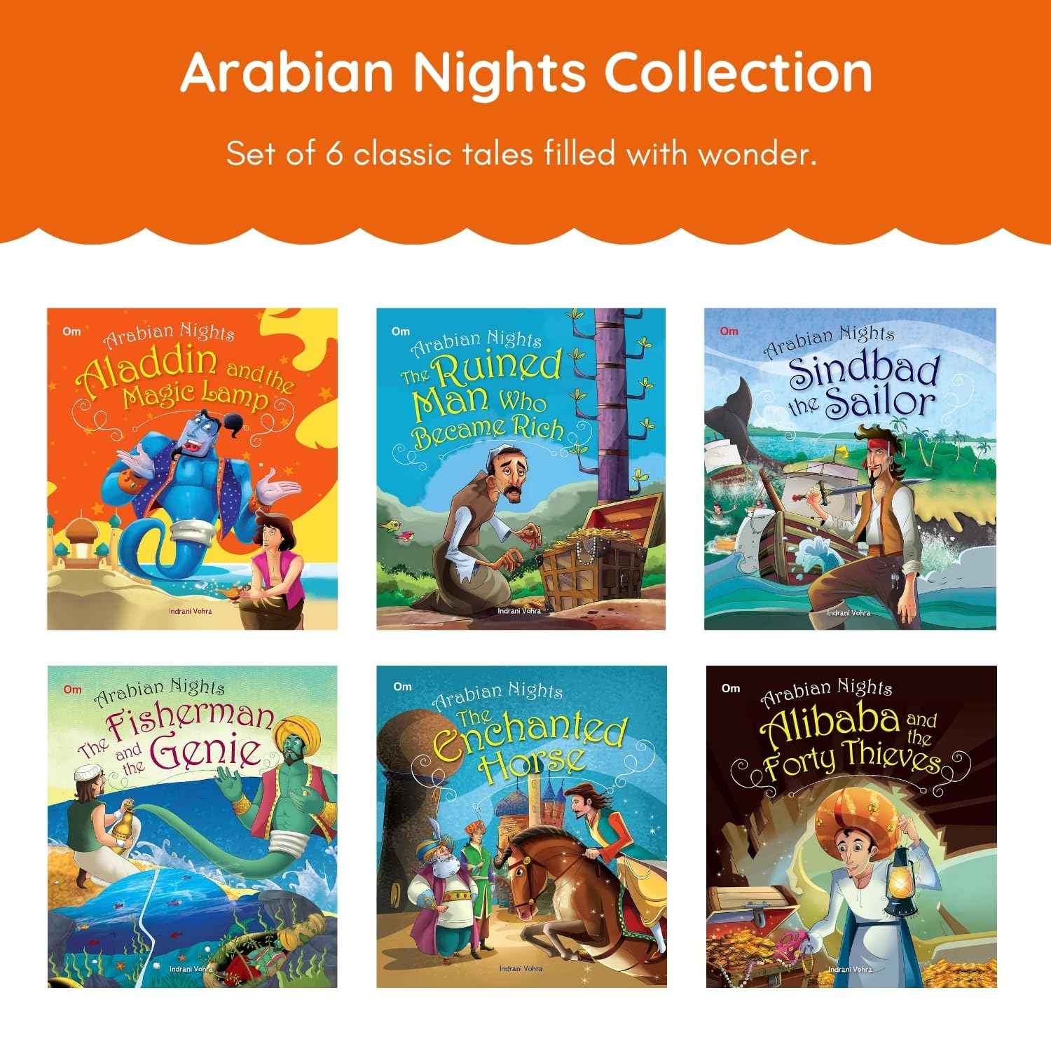 Arabian Nights Adventure Stories Box Set for Kids – Illustrated 6-Book Set of Classic Fairy Tales Featuring Aladdin, Ali Baba & More | Ideal Bedtime Story Collection Gift for Children
