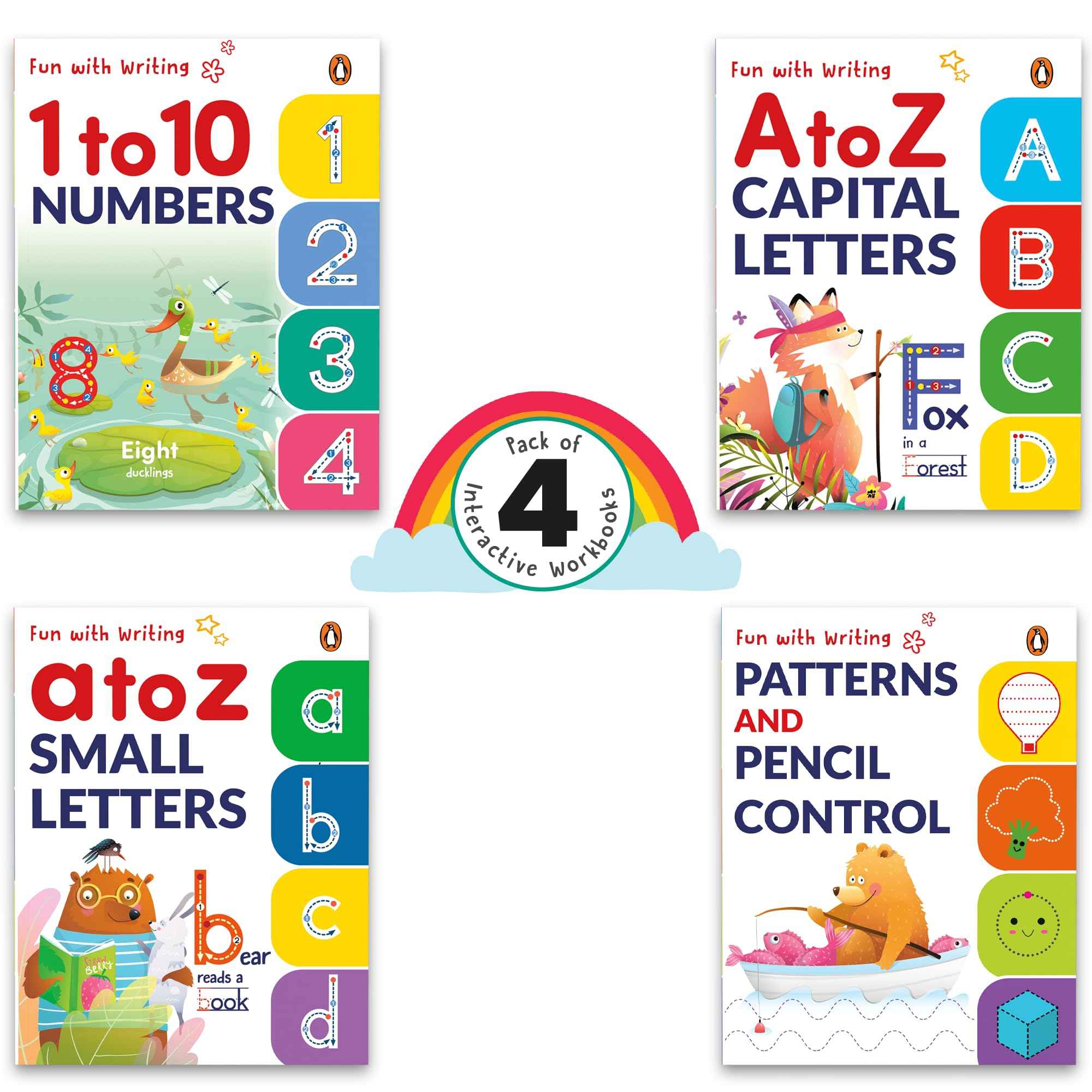 Fun with Writing (Pack of 4 Books): A set of 4 Activity Books for PreSchool Kids, Toddlers | | Book for 3+ [Penguin Earl by Penguin (ISBN: 9789815144253)