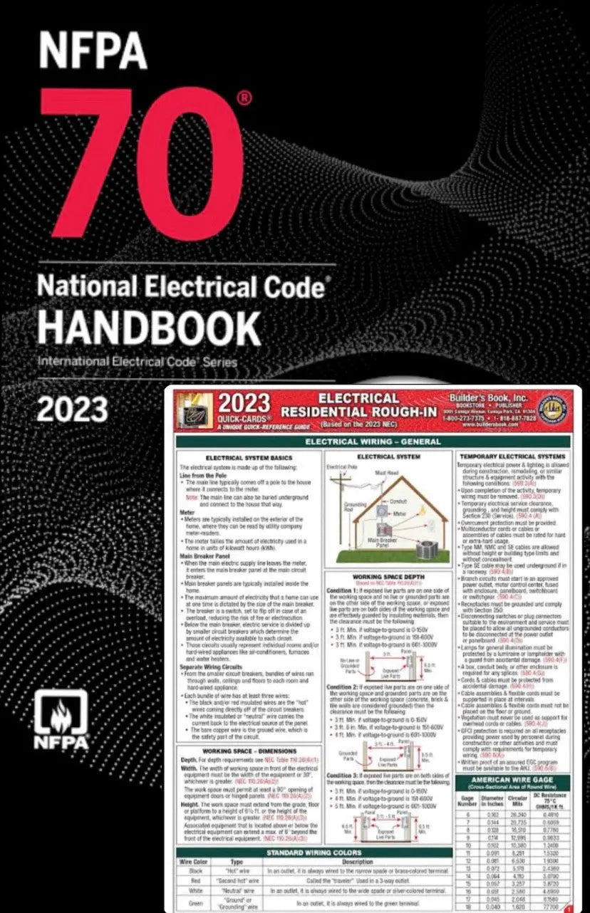 NFPA 70 National Electrical Code Handbook 2023 Edition with Tabs and NEC Quick Card Electrical Code Book