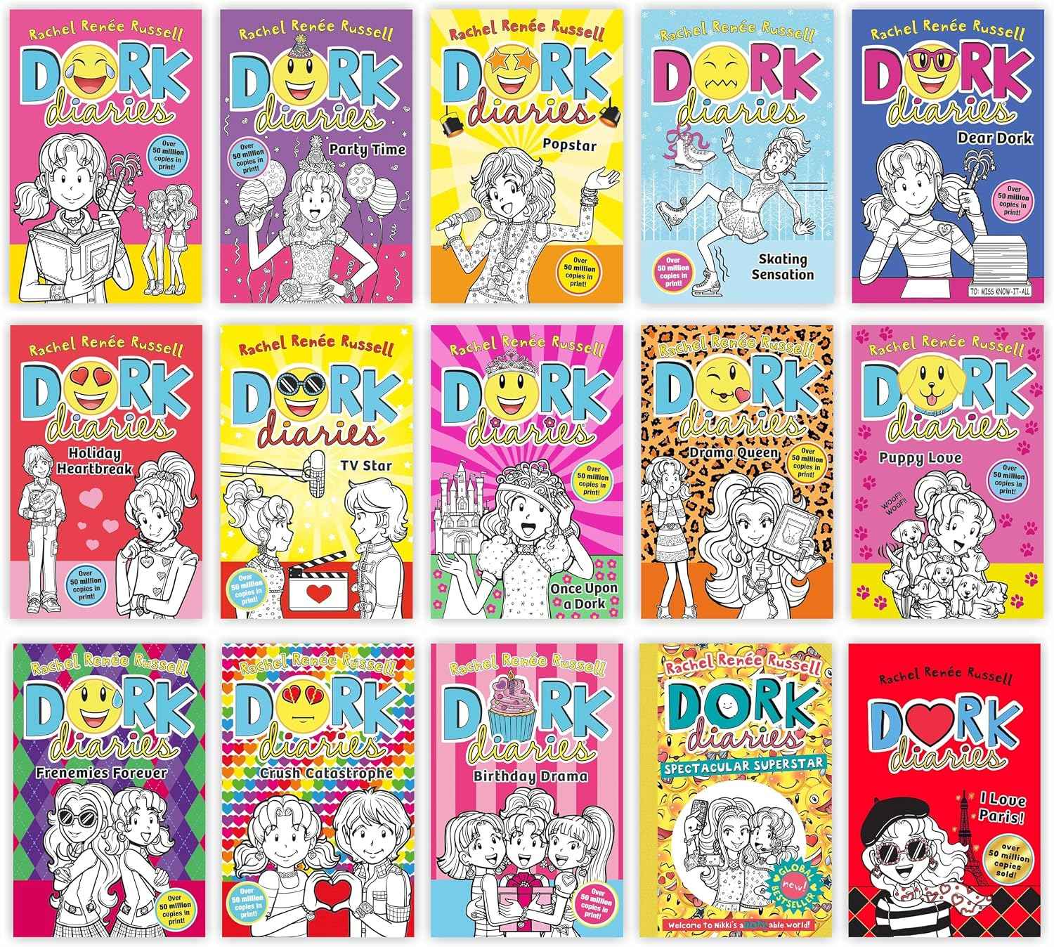 Dork Diaries Books #1-15 Books Collection set By Rachel Renee Russell