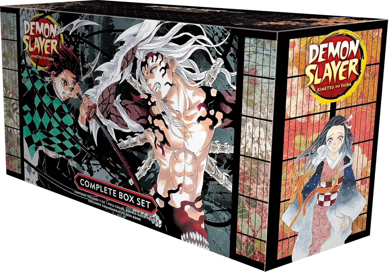 Box set packaging for 'Demon Slayer' with character illustrations on a black background.