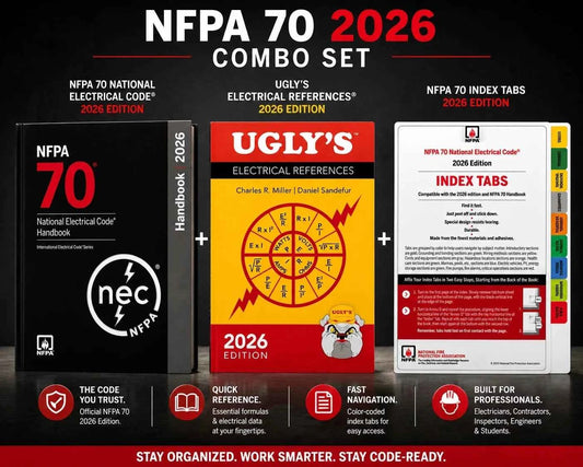 NFPA 70 National Electrical Code 2026 Handbook + Ugly's Electrical References 2026 + Official Index Tabs 3-Piece Combo Set