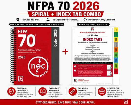 NFPA 70 NEC 2026 Spiral Code Book + Official Color-Coded Index Tabs Combo Set