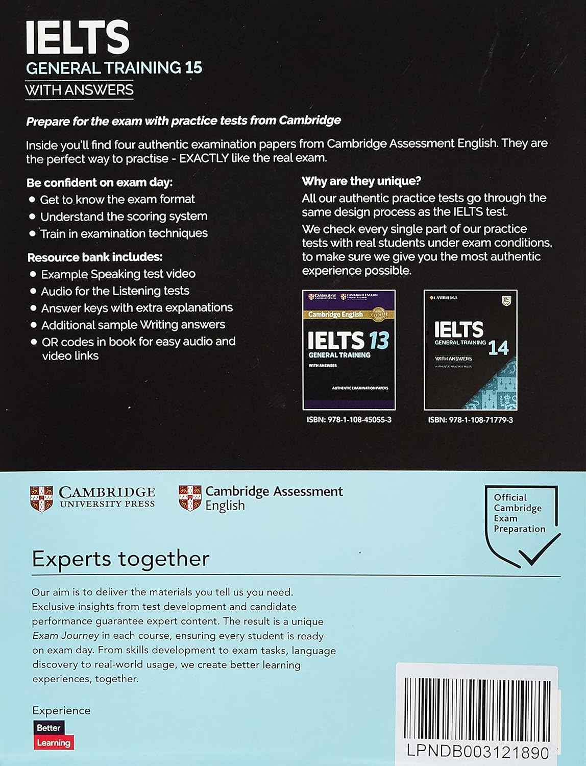 IELTS General Training Practice – Cambridge 15 with Audio & Answers |9781108781626|