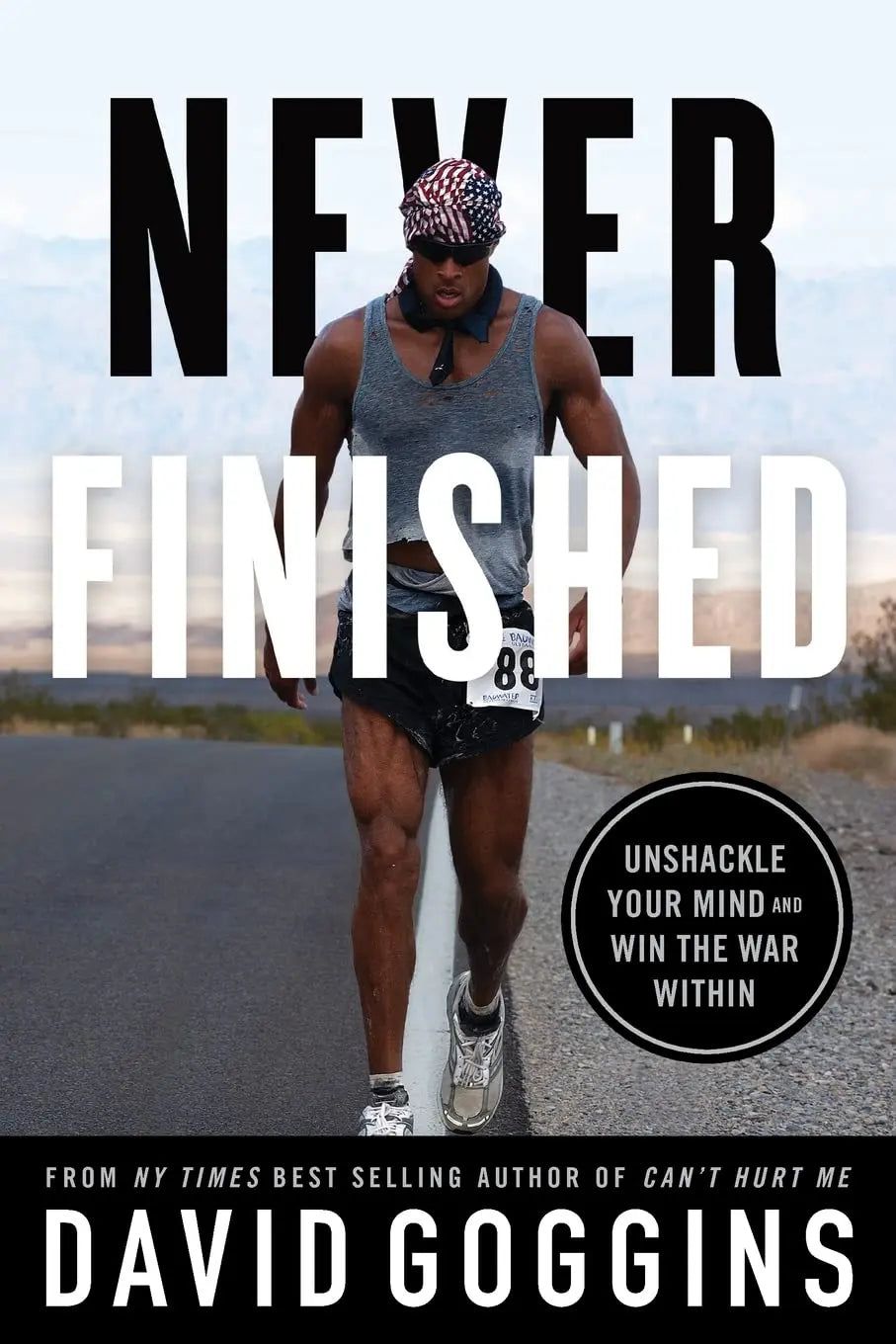 Never Finished by David Goggins hardcover book cover at Nybookshub