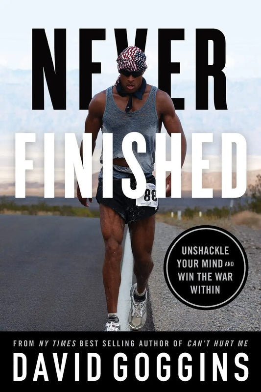 Never Finished by David Goggins hardcover book cover at Nybookshub