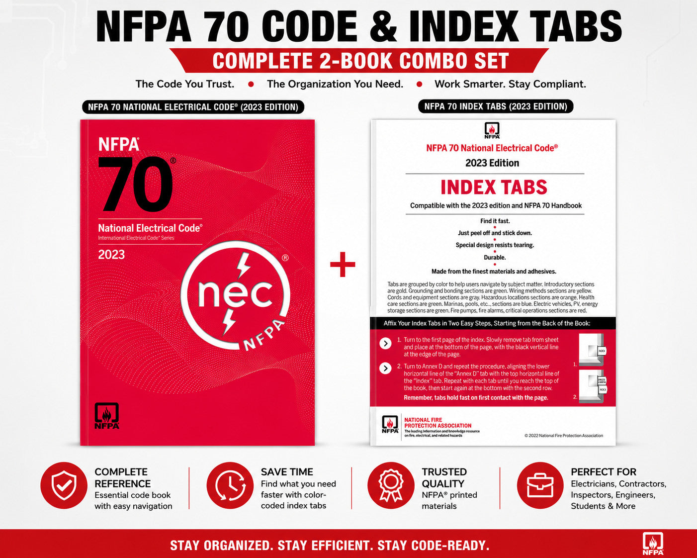 NFPA 70 National Electrical Code (2023 Edition) + 2023 Index Tabs Combo Set everett0906