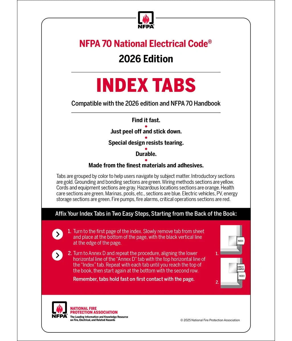 NFPA 70 NEC 2026 Spiral Code Book + 2026 Index Tabs Official Combo Set NFPA