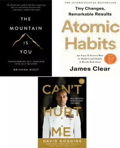 Atomic Habits + The Mountain Is You + Can't Hurt Me – Set of 3 Self-Improvement Books image 1